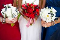 A White Wedding; with a touch of red & blue.